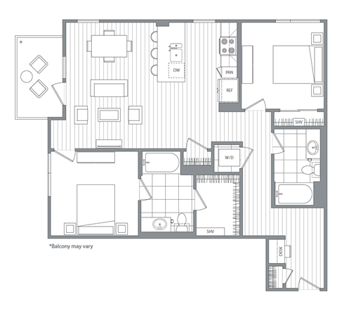 Two bedroom Two bathroom C  at Kinley West LA, Los Angeles